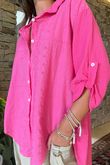 Made in Italy Pia Pillow Cotton Embroidered Tile Classic Shirt Flamingo